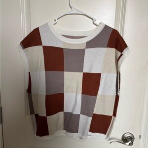 Amazon Checkered sweater vest  - Brown, Cream, Gray